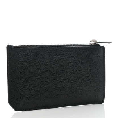 Saint Laurent Grained Calfskin 5 Fragments Zip Pouch Card Holder Black 3 of 8