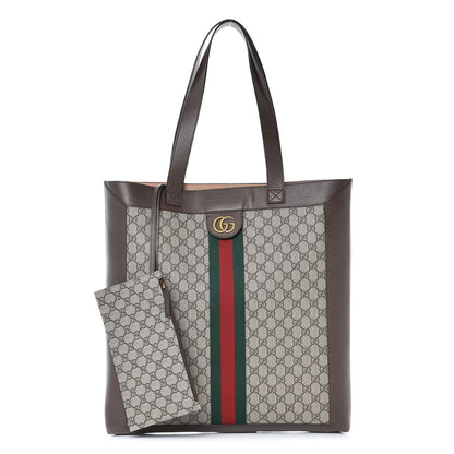 Gucci GG Supreme Monogram Web Large Ophidia Vertical Shopping Tote Brown 3 of 10