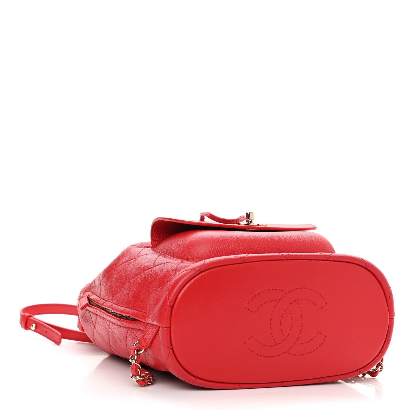 Sheepskin Caviar Quilted Daily Round Backpack Red