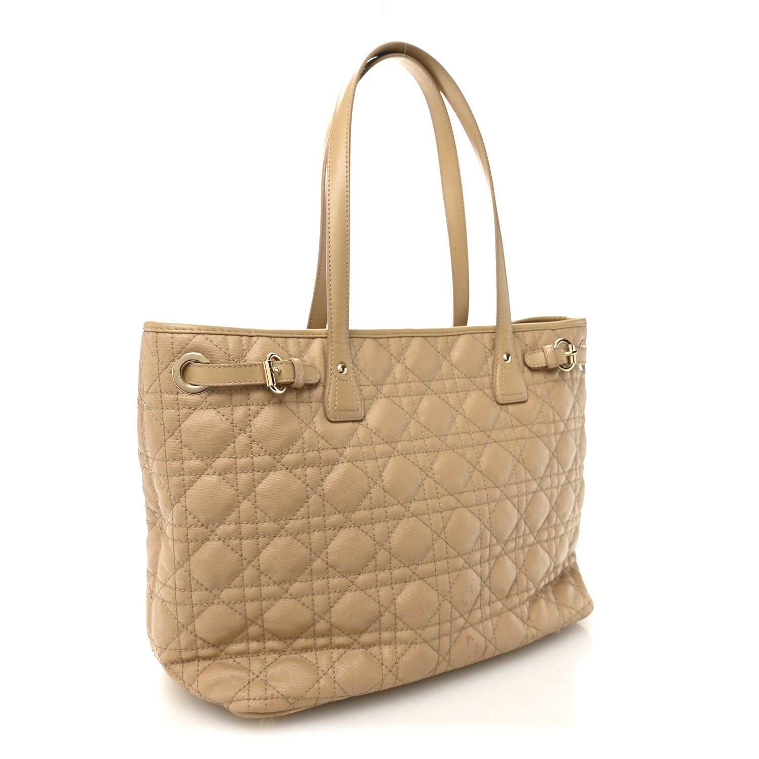 Christian Dior Coated Canvas Cannage Small Panarea Tote Beige 3 of 14