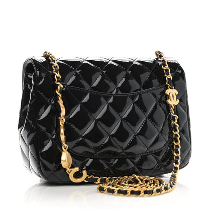 Chanel Patent Enamel Quilted Small Coco Hearts Square Flap Black 3 of 10