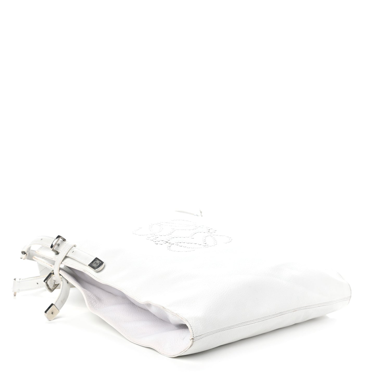 Calfskin Studded Shopping Tote White