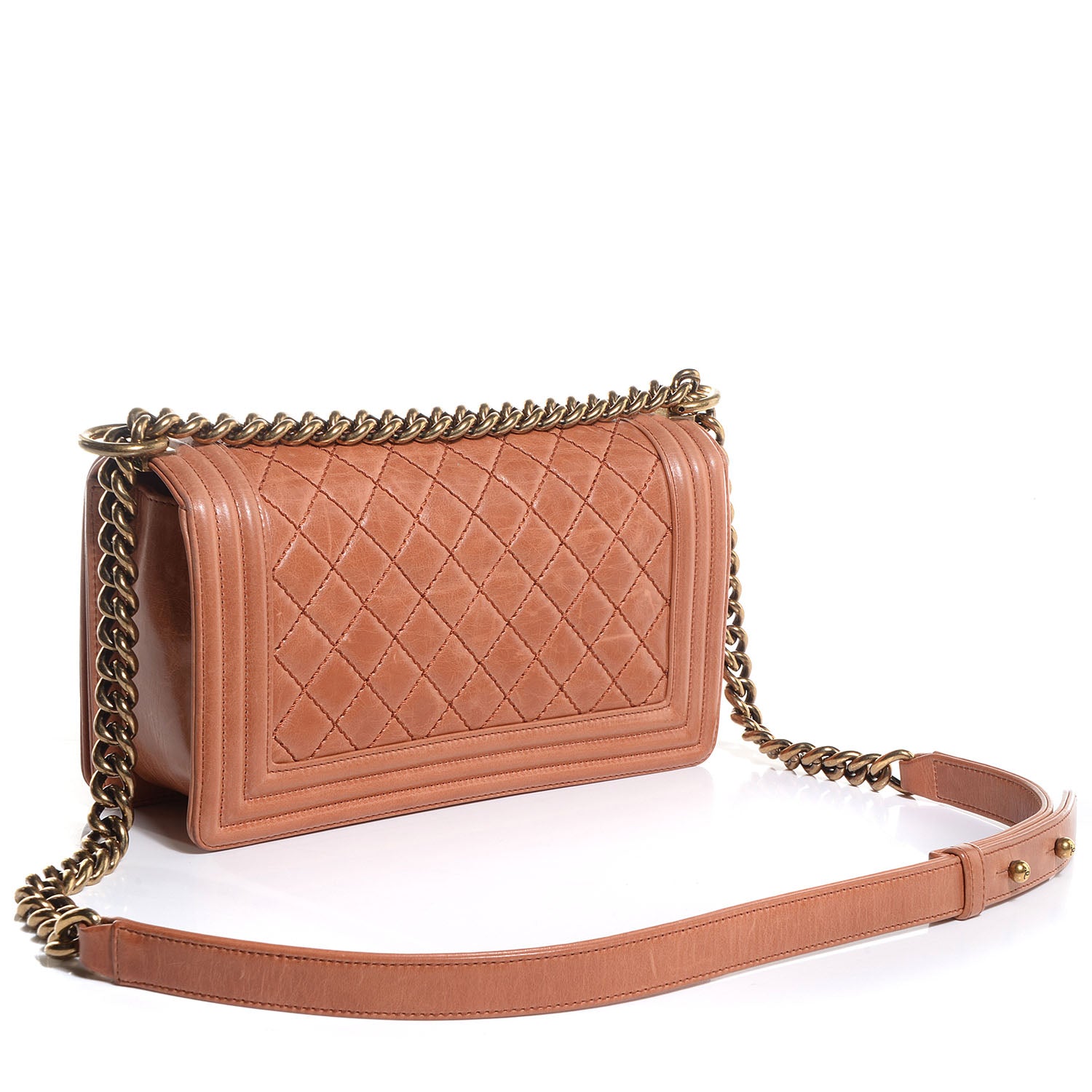 Chanel Calfskin Quilted Medium Boy Flap Light Brown 4 of 9