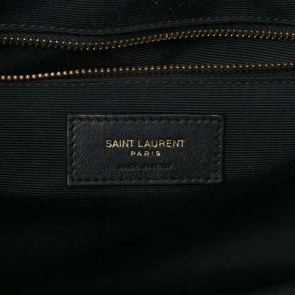 Saint Laurent Grain De Poudre Textured Mixed Matelasse Large Triquilt Monogram Satchel Black 6 of 9