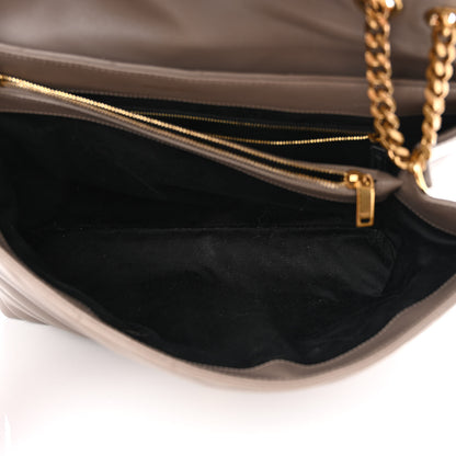 Saint Laurent Calfskin Matelasse Large Loulou Monogram Chain Satchel Dark Beige 5 of 14