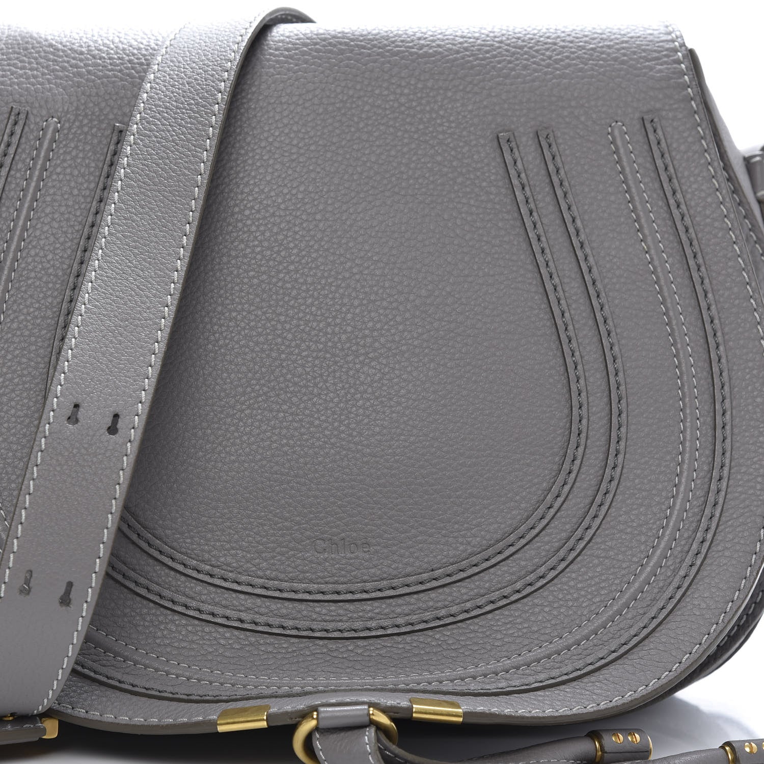 Chloe Calfskin Medium Marcie Round Crossbody Bag Cashmere Grey 11 of 11