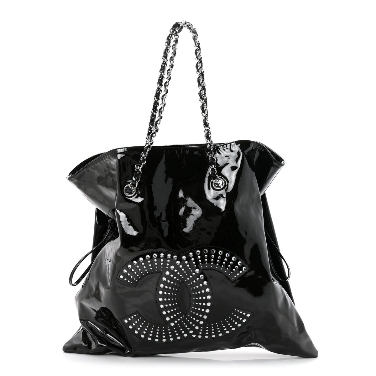 Patent Crystal Strass Bonbons Tote Black