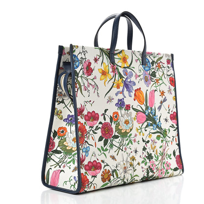 Gucci Canvas Large Flora Tote Navy Multicolor 2 of 9