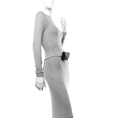 Chanel Lambskin Quilted Pearl Chain Belt Bag Black 2 of 11
