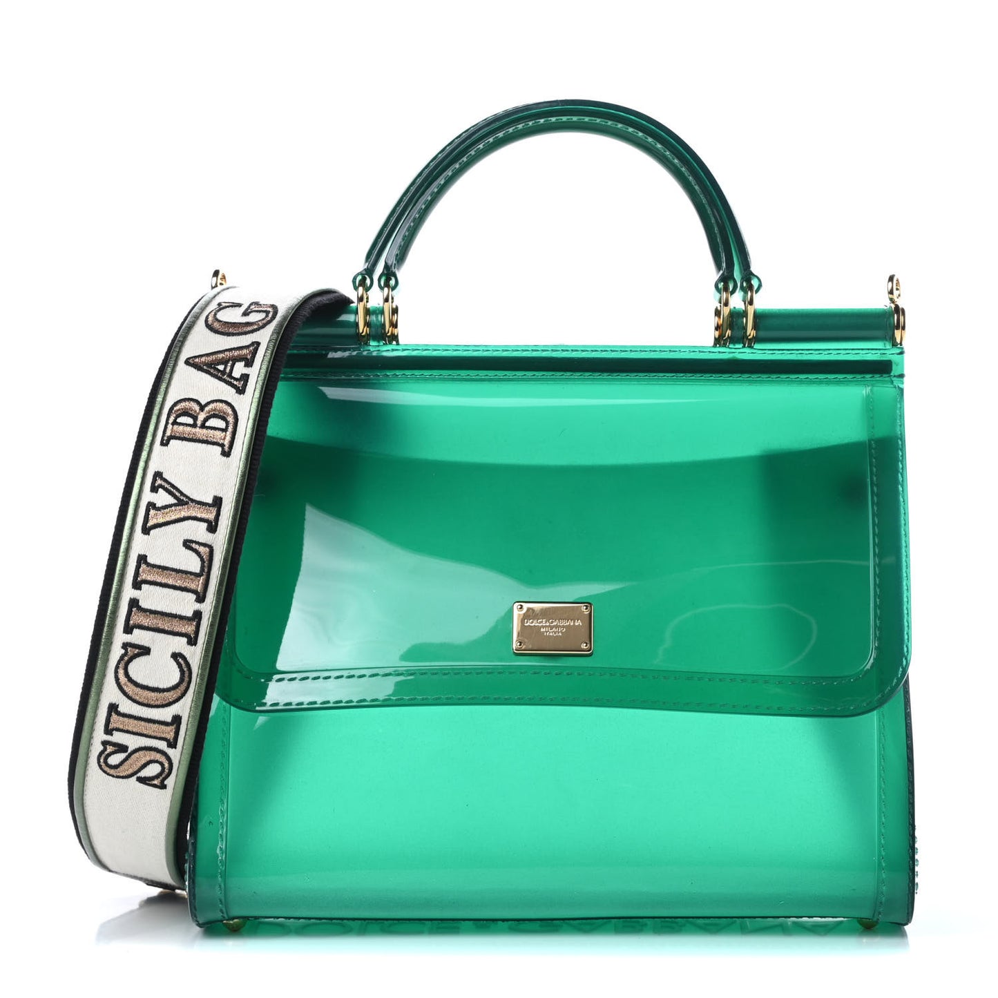 Rubber Semi Transparent Miss Sicily Satchel Verde