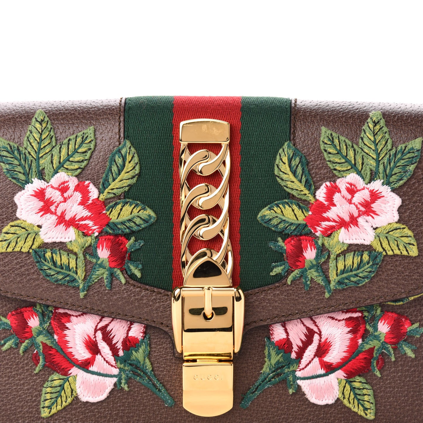 Calfskin Embroidered Sylvie Belt Bag 85 34 Brown