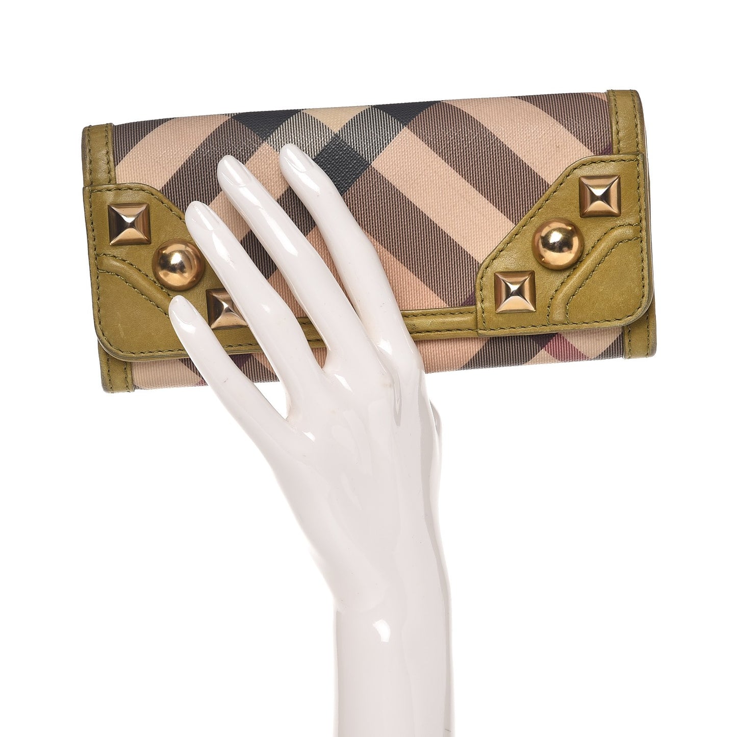 Nova Check Mega Stud Continental Wallet Green