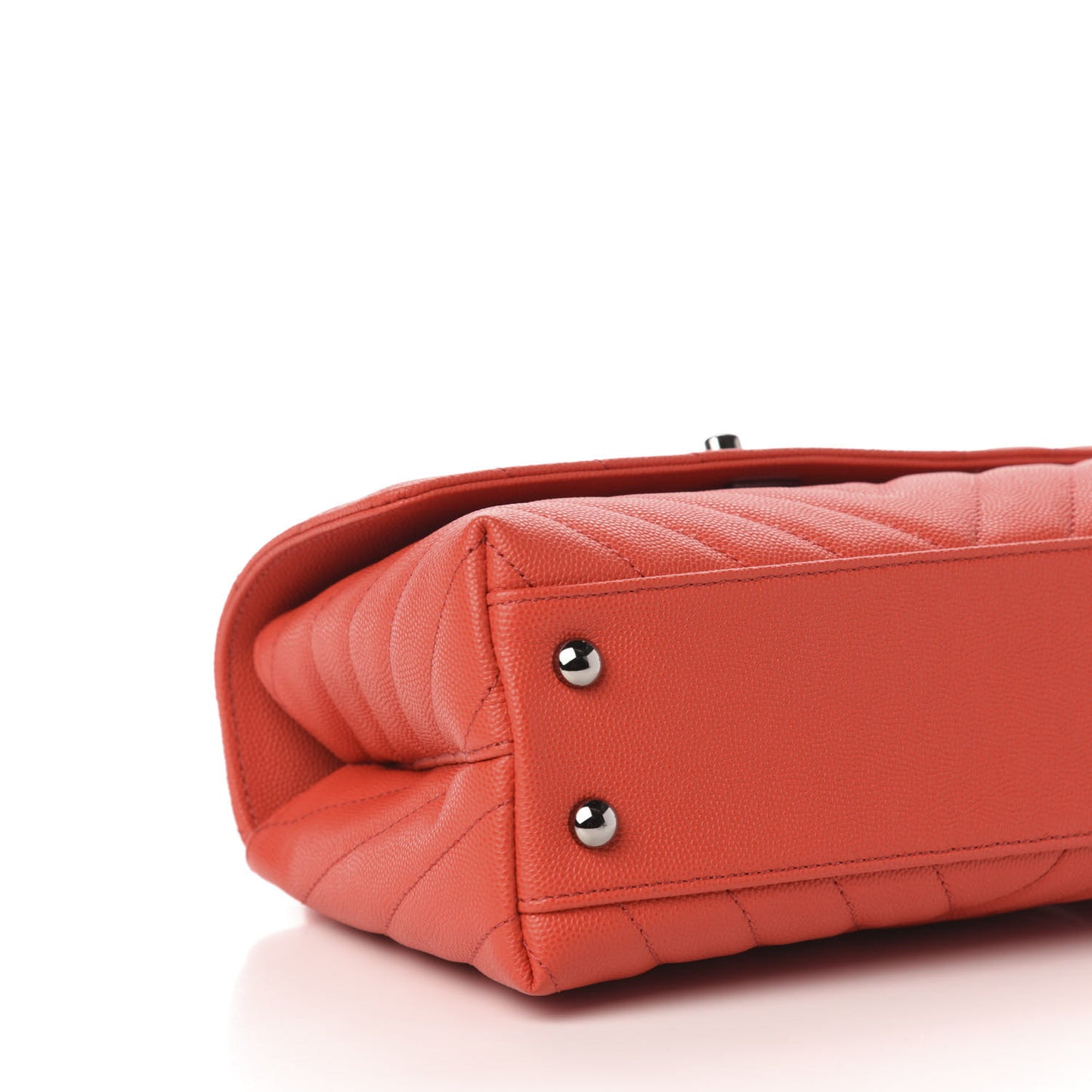 Caviar Chevron Quilted Mini Coco Handle Flap Red