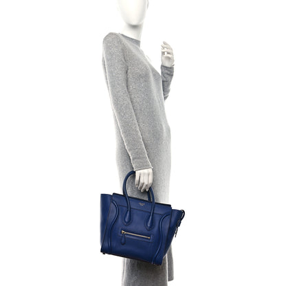Celine Drummed Calfskin Micro Luggage Indigo 2 of 10