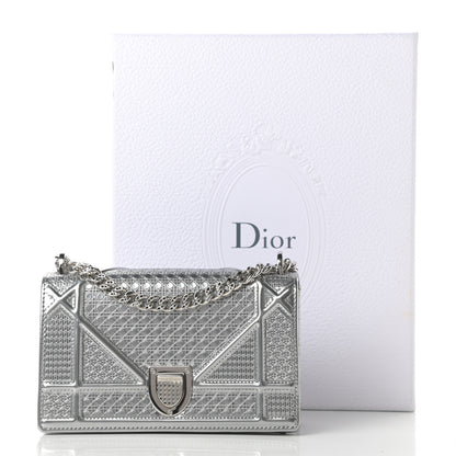 Christian Dior Metallic Patent Micro-Cannage Mini Diorama Flap Bag Silver 13 of 13