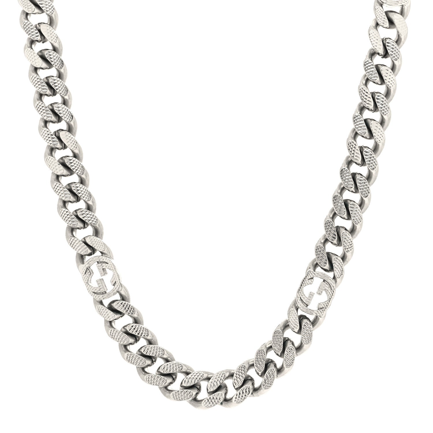 Gucci Palladium Interlocking G Gurmette Chain Necklace Silver 1 of 5