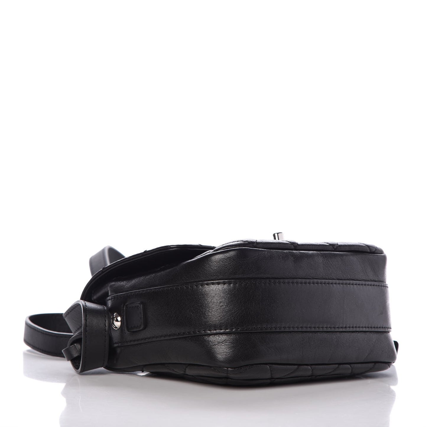 Lambskin Quilted Messenger Bag Black