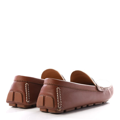 Louis Vuitton Calfskin Mens Shade Car Loafers 9 Brown White 4 of 10