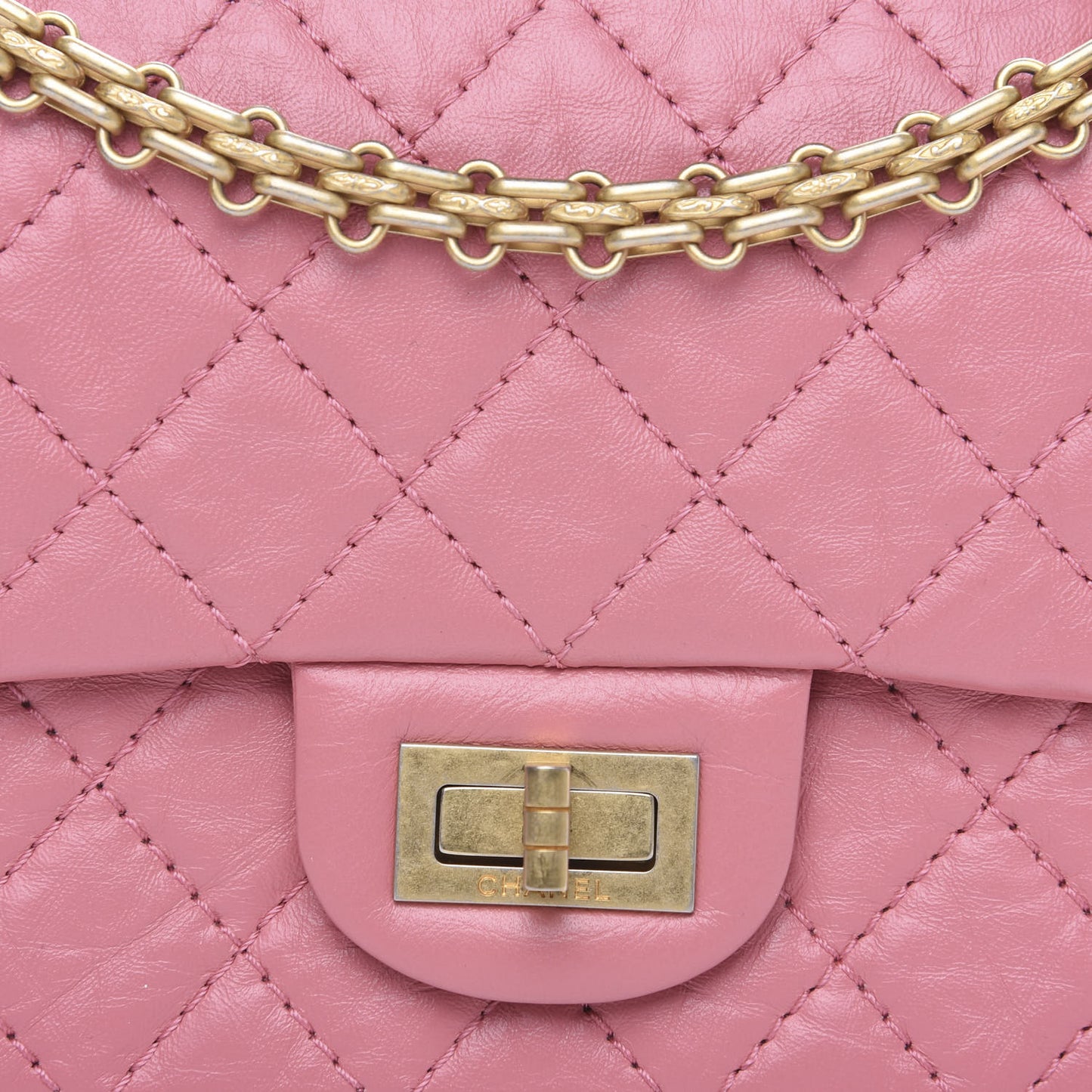Aged Calfskin Quilted 2.55 Reissue Mini Flap Pink