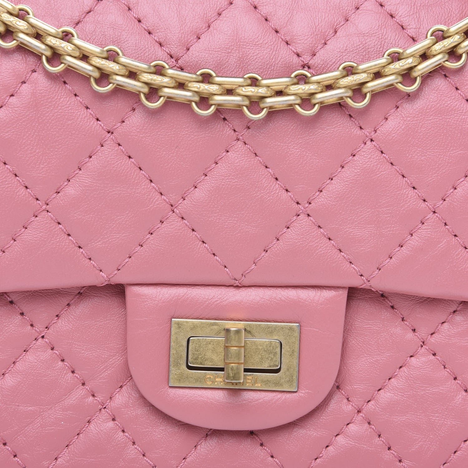 Chanel Aged Calfskin Quilted 2.55 Reissue Mini Flap Pink 9 of 10