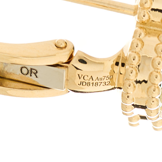 18K Yellow Gold Malachite Vintage Alhambra Earrings