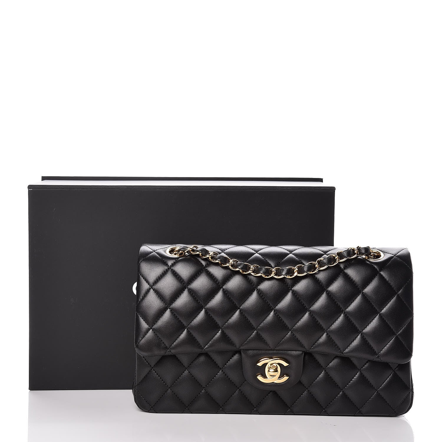 Chanel Lambskin Quilted Medium Double Flap Black 11 of 11