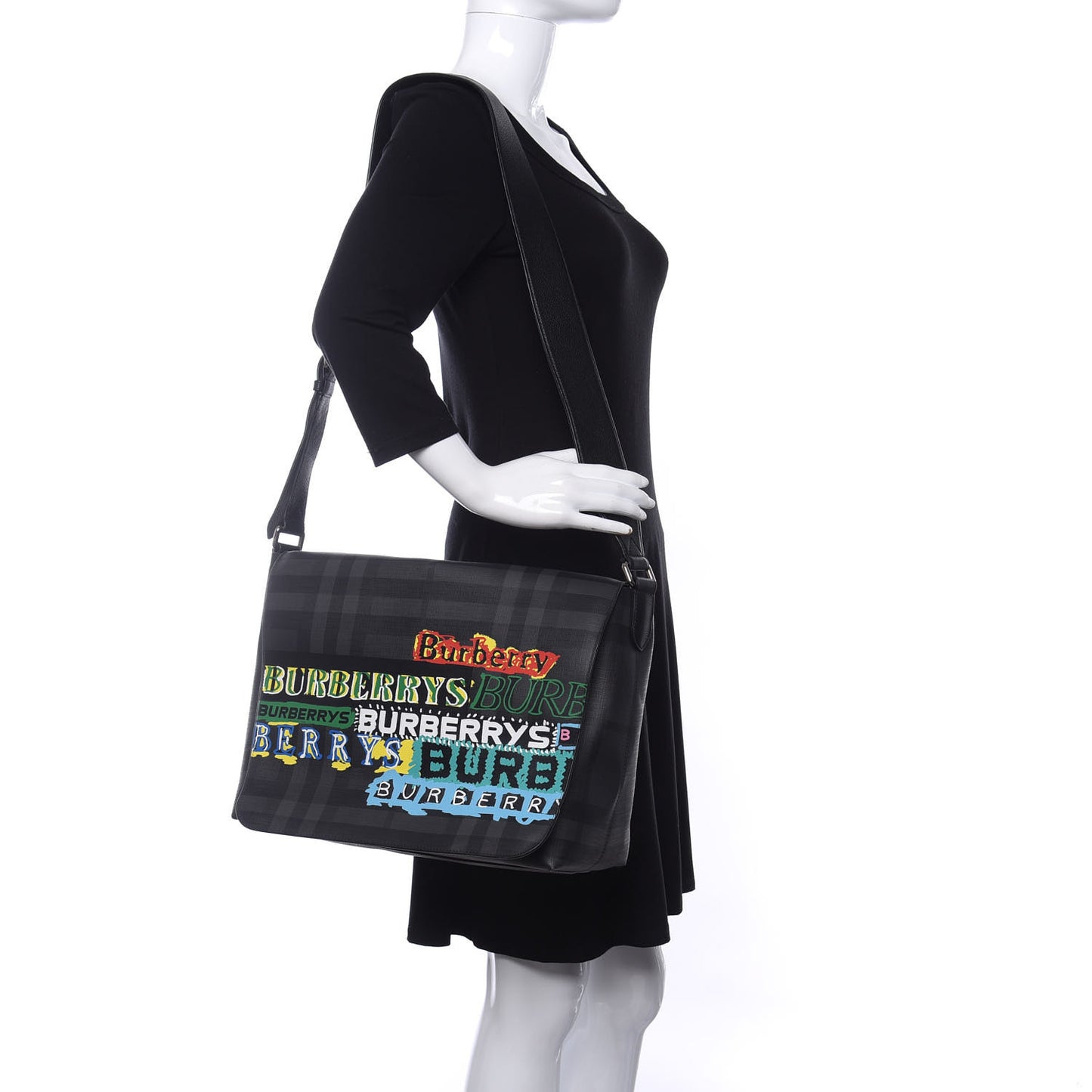Smoked Check Logo Graphic Burleigh Messenger Bag Black