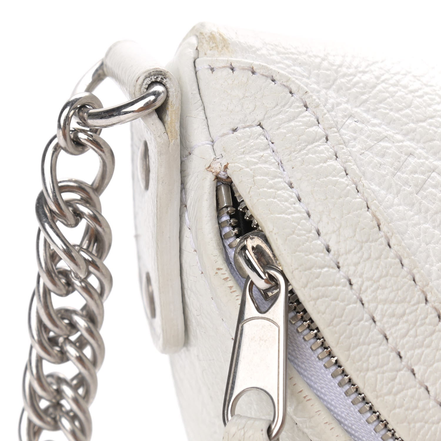 Balenciaga Shiny Goatskin Allover Logo Embossed XXS Souvenir Belt Bag White 16 of 18