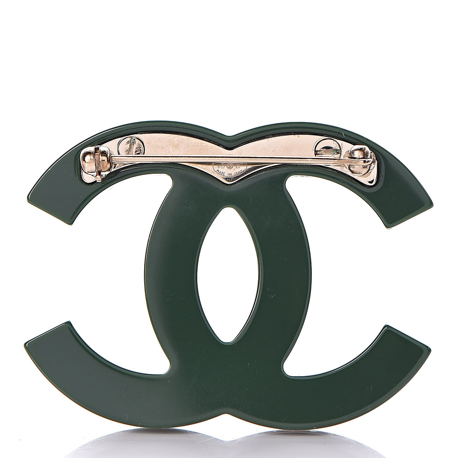 Chanel Resin Crystal Studded CC Brooch Green Multicolor 3 of 4