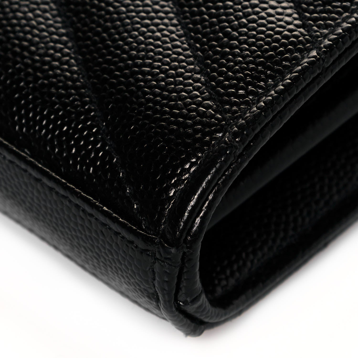 Saint Laurent Grain De Poudre Matelasse Chevron Monogram Chain Wallet Black 11 of 12
