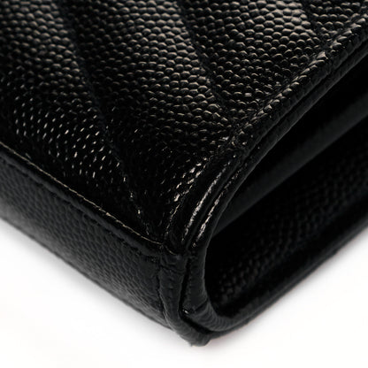 Saint Laurent Grain De Poudre Matelasse Chevron Monogram Chain Wallet Black 11 of 12