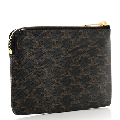 Celine Triomphe Canvas Coin and Card Pouch With Hook Black 3 of 6