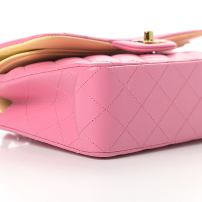 Chanel Lambskin Quilted Small Double Flap Pink Yellow 9 of 13