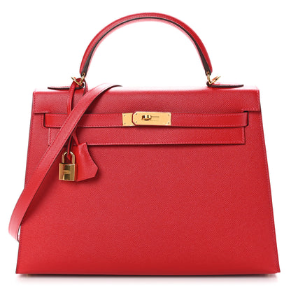Hermes Epsom Kelly Sellier 32 Rouge Casaque 1 of 11