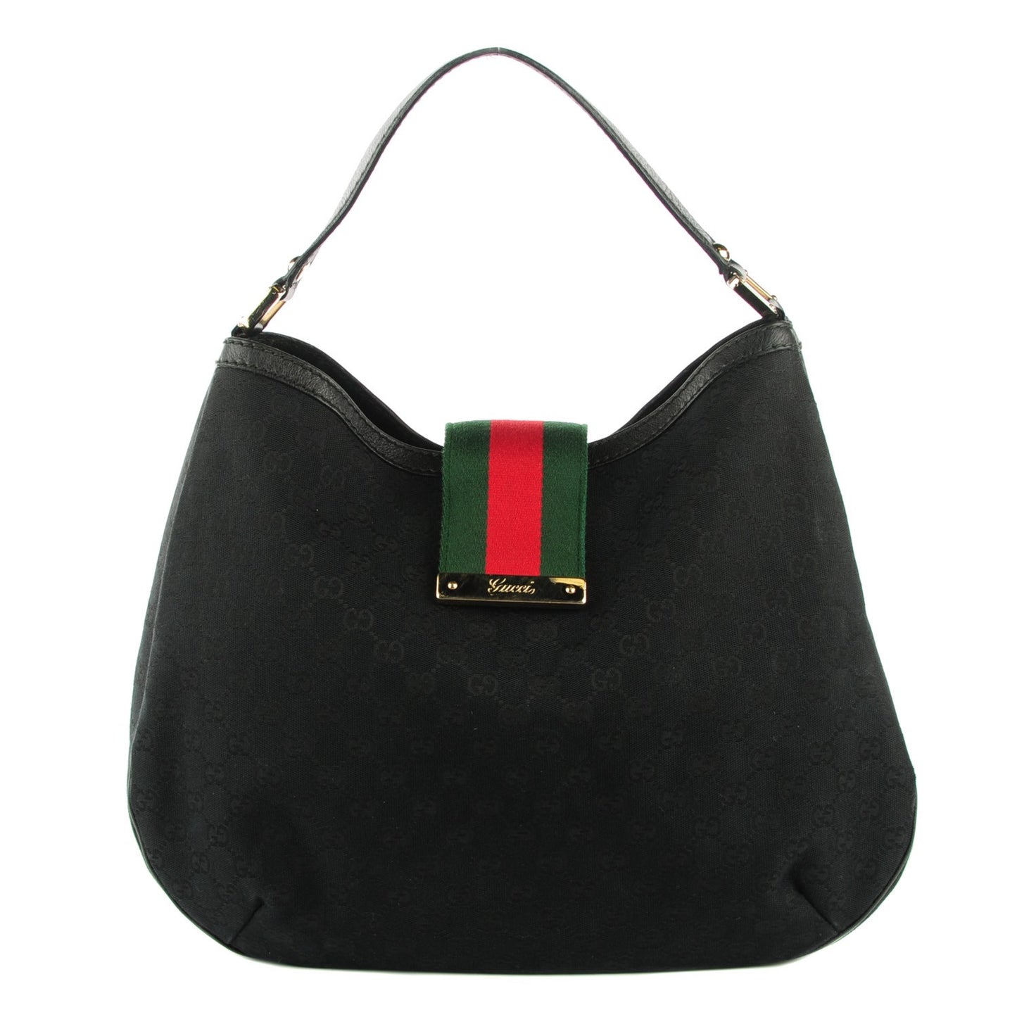 Monogram Large New Ladies Web Hobo Black