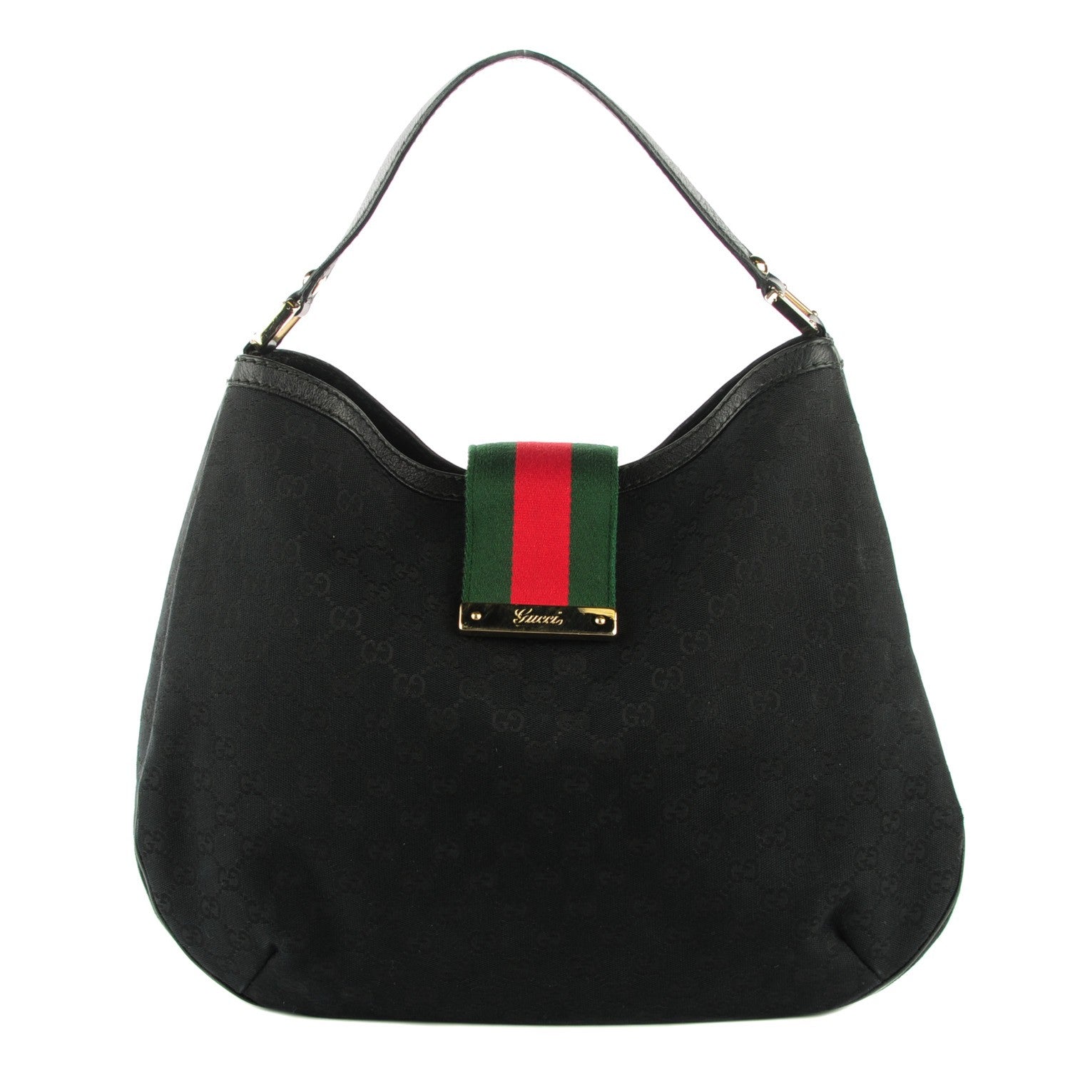 Gucci Monogram Large New Ladies Web Hobo Black 1 of 7