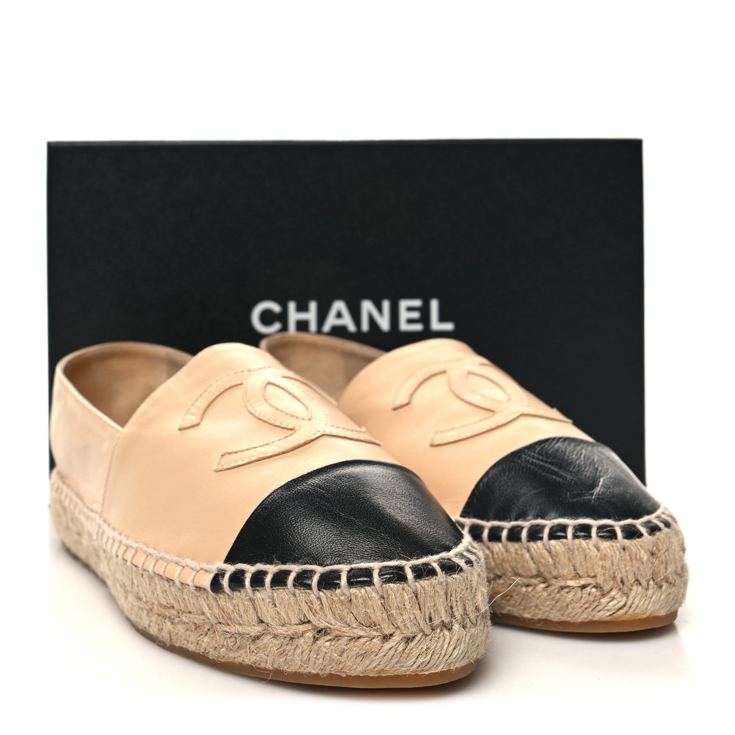 Lambskin CC Espadrilles 37 Beige Black