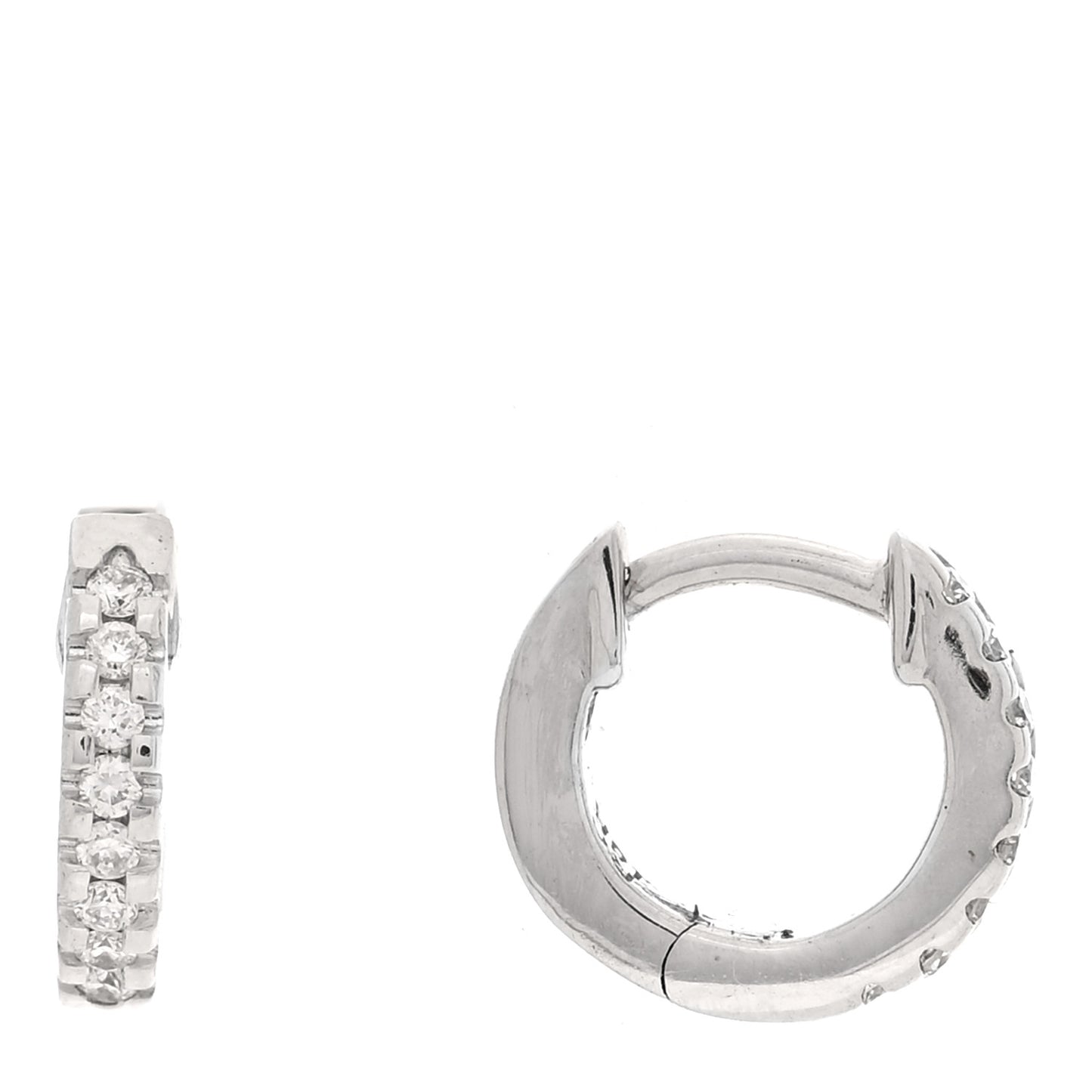 18K White Gold Diamond XX Small Classic Huggie Hoop Earrings