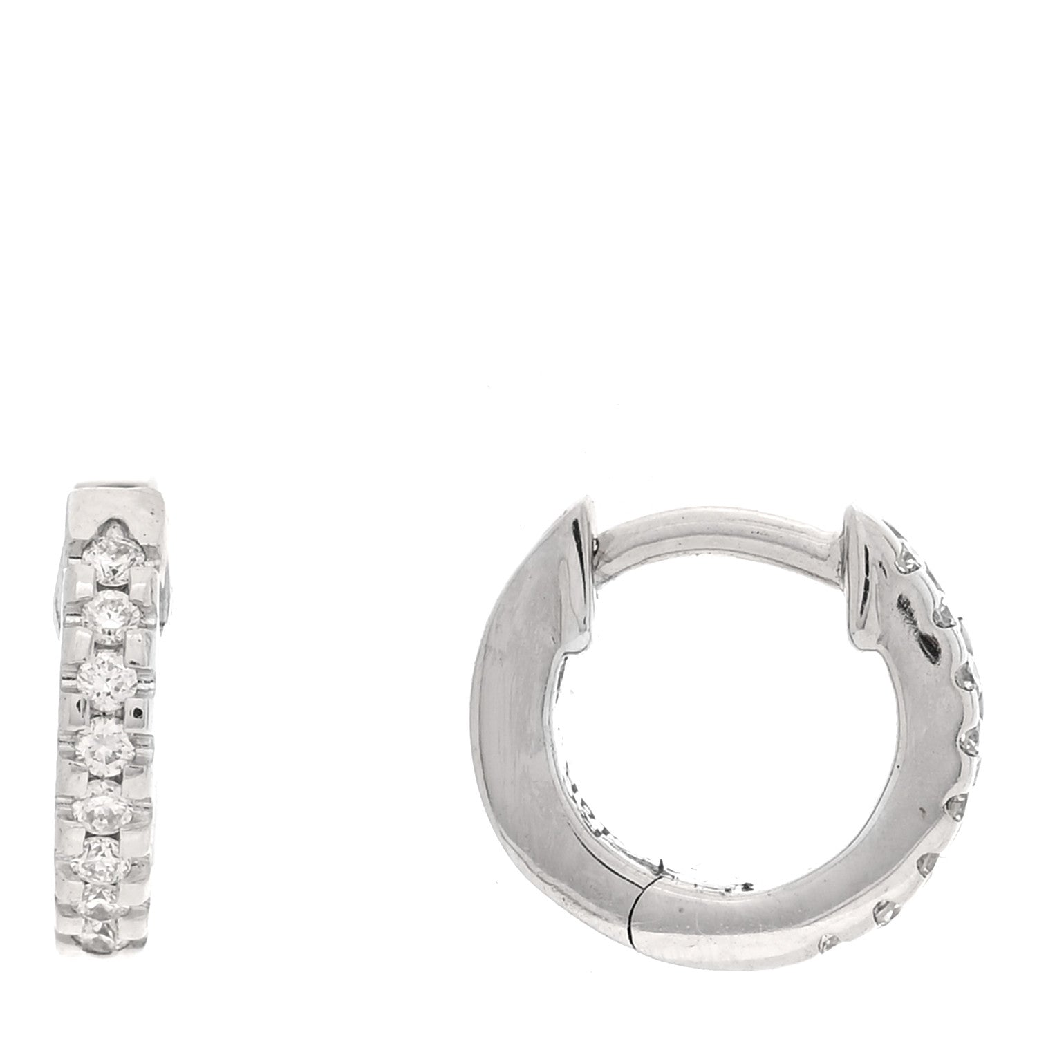 Roberto Coin 18K White Gold Diamond XX Small Classic Huggie Hoop Earrings 1 of 4