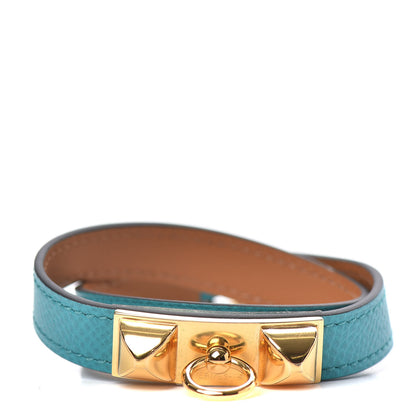 Hermes Epsom Rivale Double Tour Bracelet S Bleu Paon 1 of 6