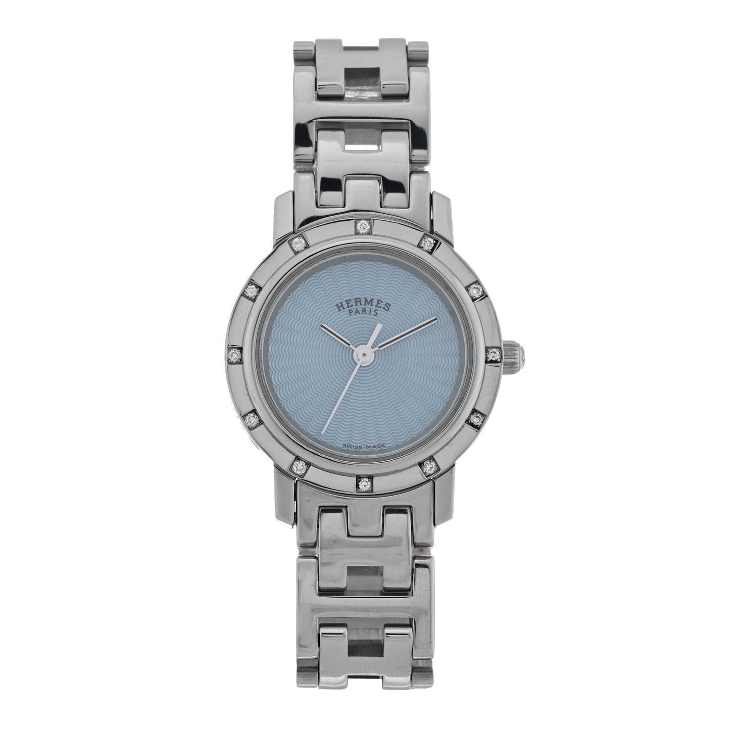 Stainless Steel Diamond 24mm Clipper Nacre Quartz Watch Blue