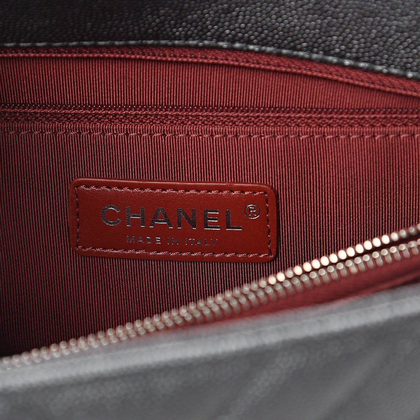 Caviar Chevron Quilted Small Coco Handle Flap Dark Grey