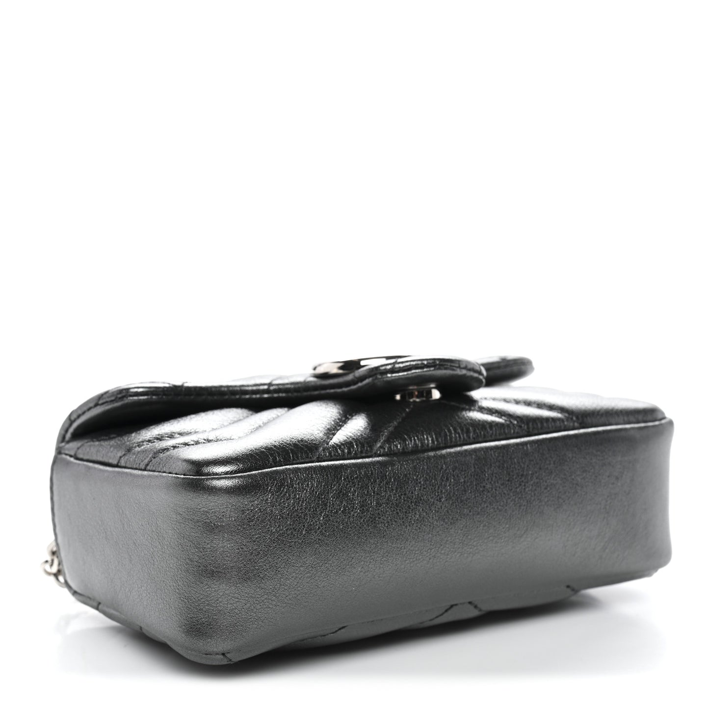 Metallic Lambskin Matelasse Mini GG Marmont Shoulder Bag Piombo