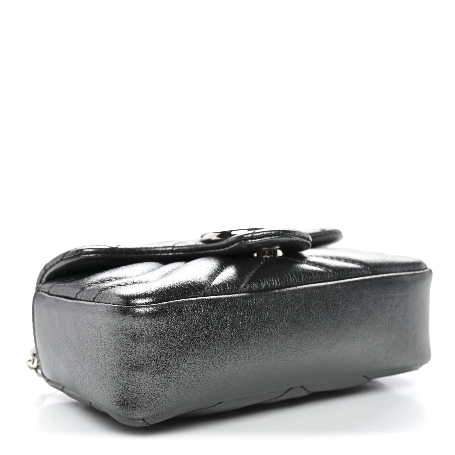 Gucci Metallic Lambskin Matelasse Mini GG Marmont Shoulder Bag Piombo 4 of 10