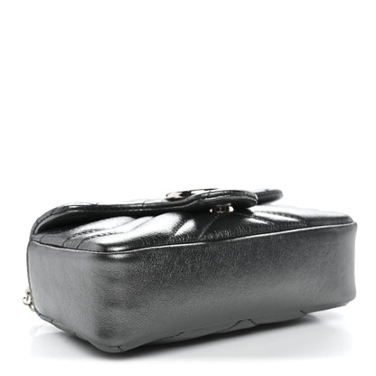 Gucci Metallic Lambskin Matelasse Mini GG Marmont Shoulder Bag Piombo 4 of 10
