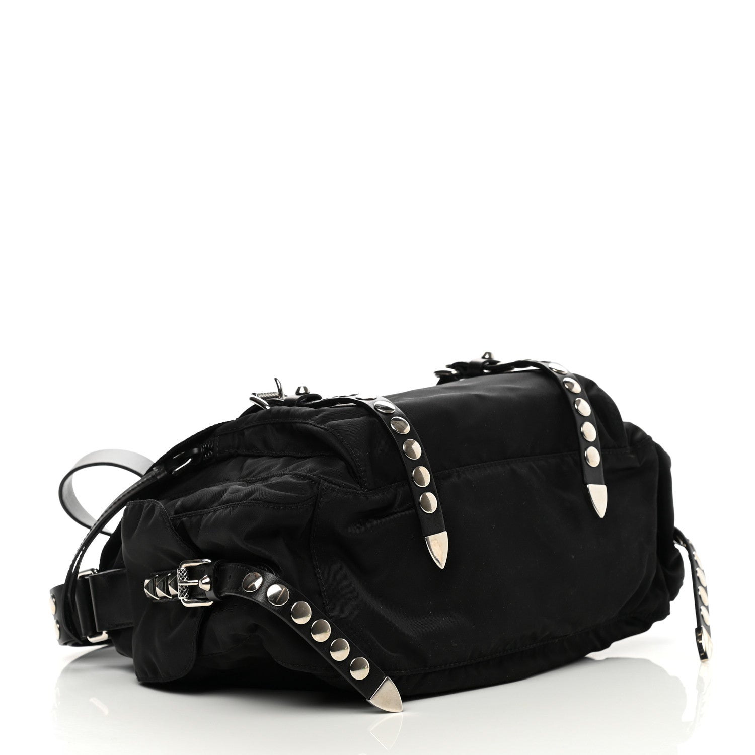 Prada Nylon New Vela Studded Messenger Black 4 of 13