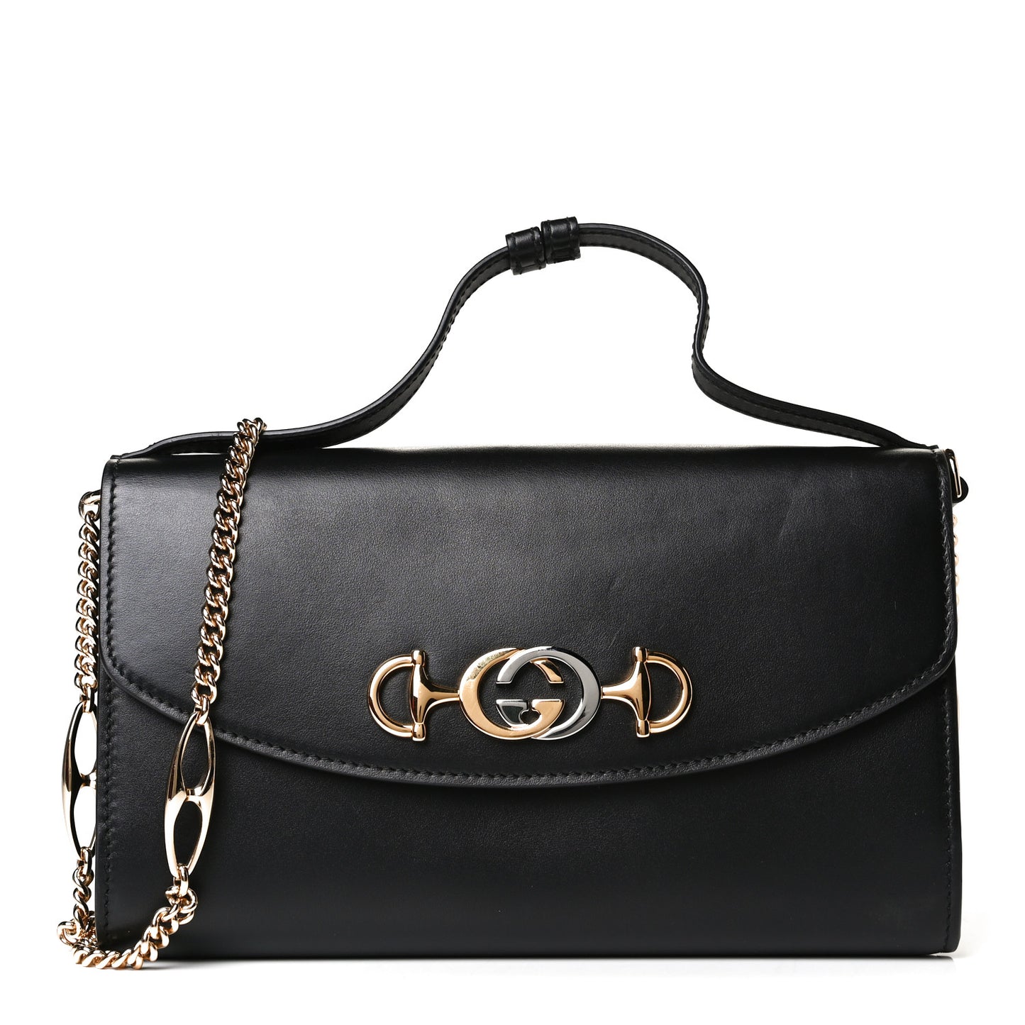 Smooth Calfskin Small Zumi Top Handle Shoulder Bag Black