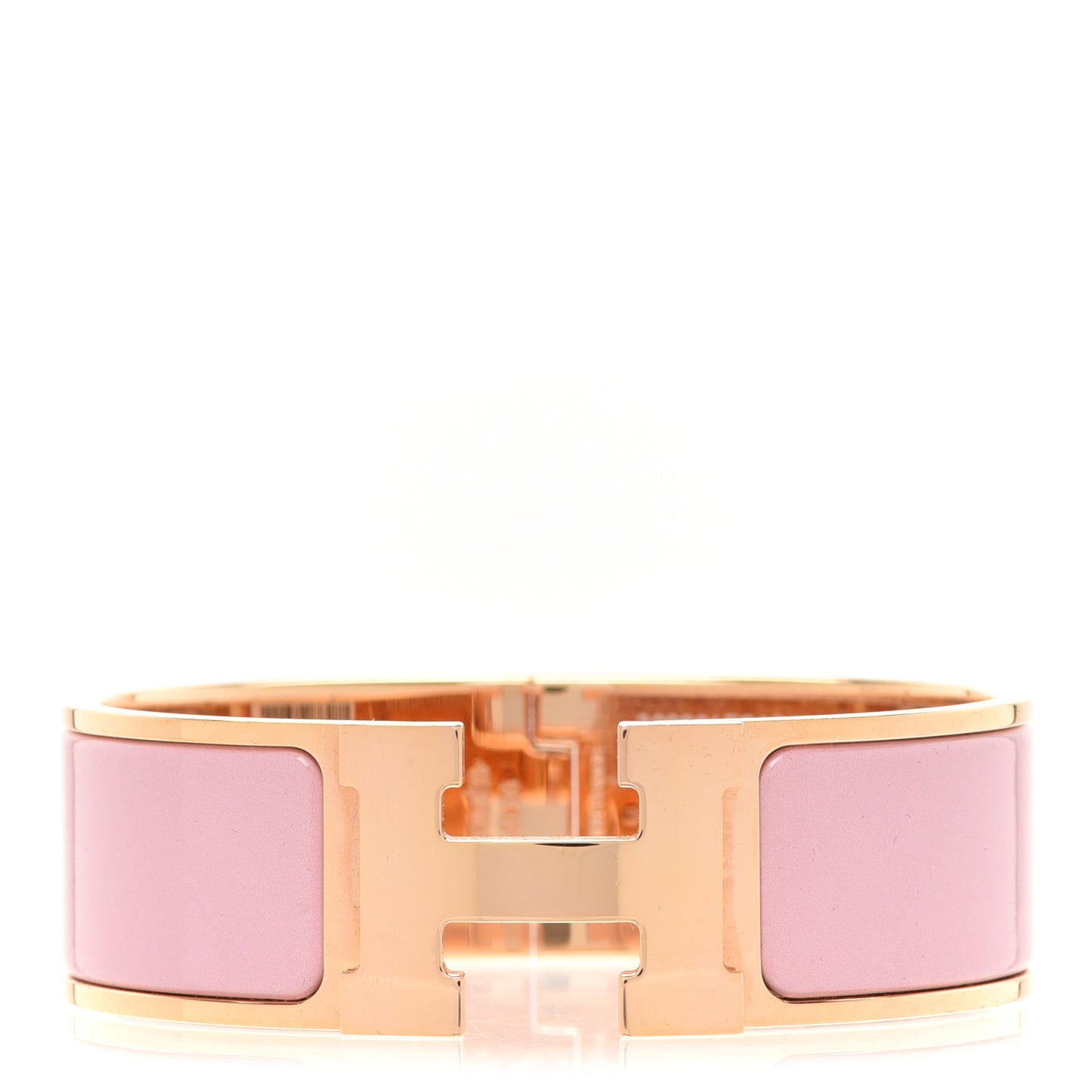 Enamel Wide Clic Clac H Bracelet GM Rose Nacarat
