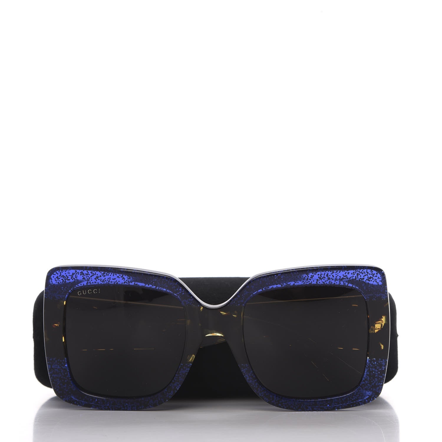 Gucci Square Frame GG0083S Sunglasses Glitter Blue Havana Brown 7 of 7