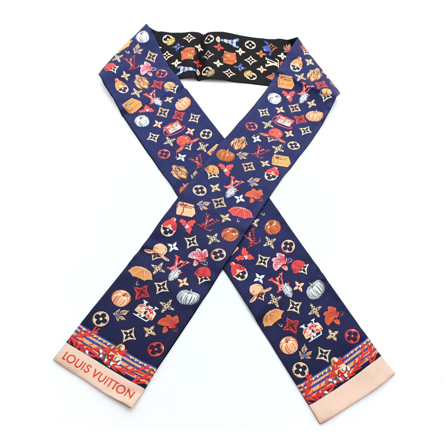 Louis Vuitton Silk Summer Winter Bandeau Navy 1 of 3